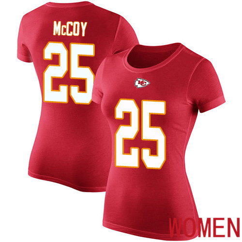 Women Football Kansas City Chiefs #25 McCoy LeSean Red Rush Pride Name and Number T-Shirt->nfl t-shirts->Sports Accessory
